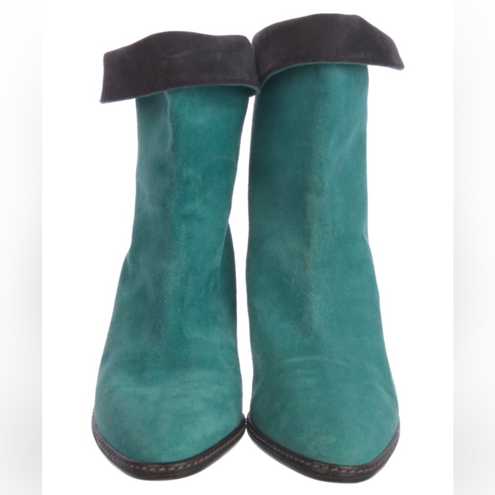 Andrea Pfister Vintage Suede Turquoise Teal Ankle Boot - Picture 3 of 8